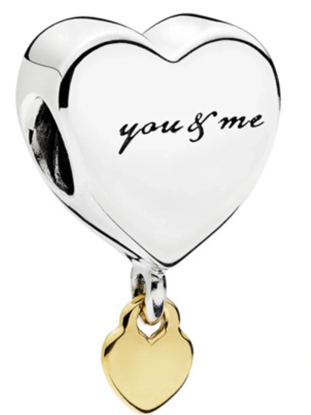 Pandora Two-Tone Heart Charm - Silver & Gold RETIRED